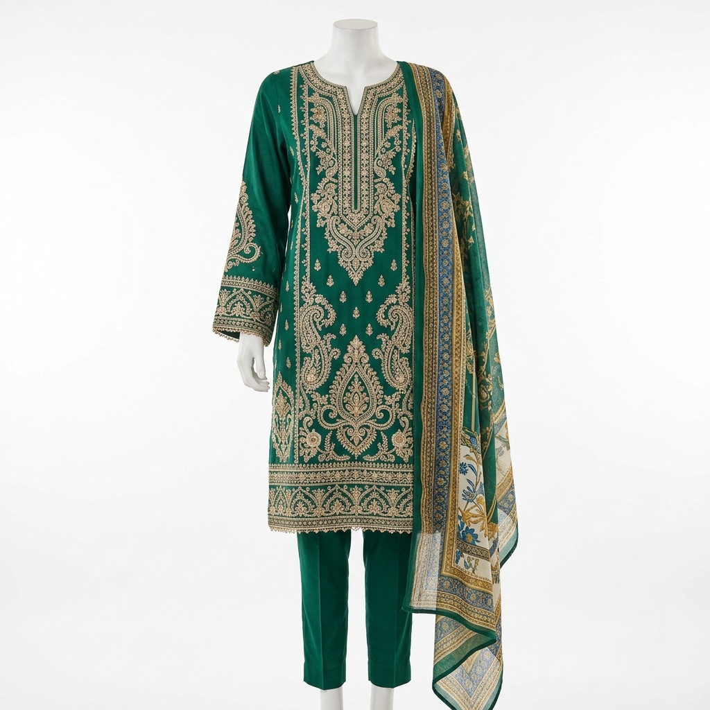 Premium Embroidered Lawn 2026 3 Piece Suit – Pakistani Summer Collection