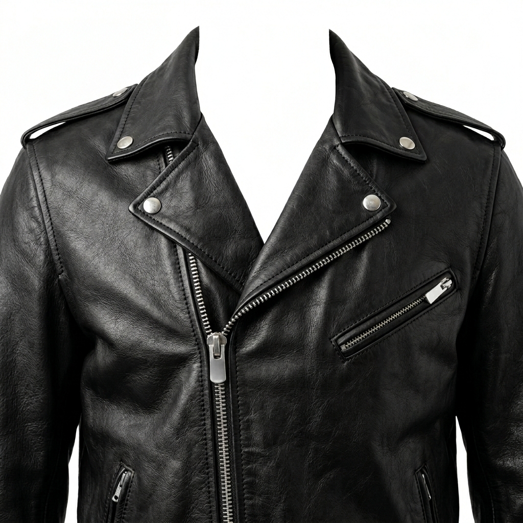 Men’s Premium Black Genuine Leather Biker Jacket – Slim Fit Moto Style - Image 2