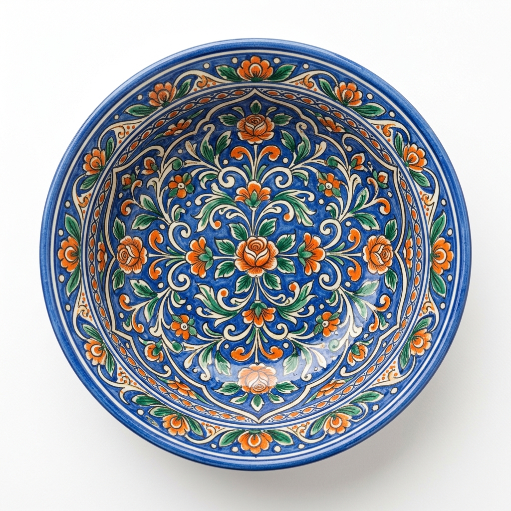 Handmade Multani Blue Pottery Decorative Bowl – Pakistani Ceramic Art