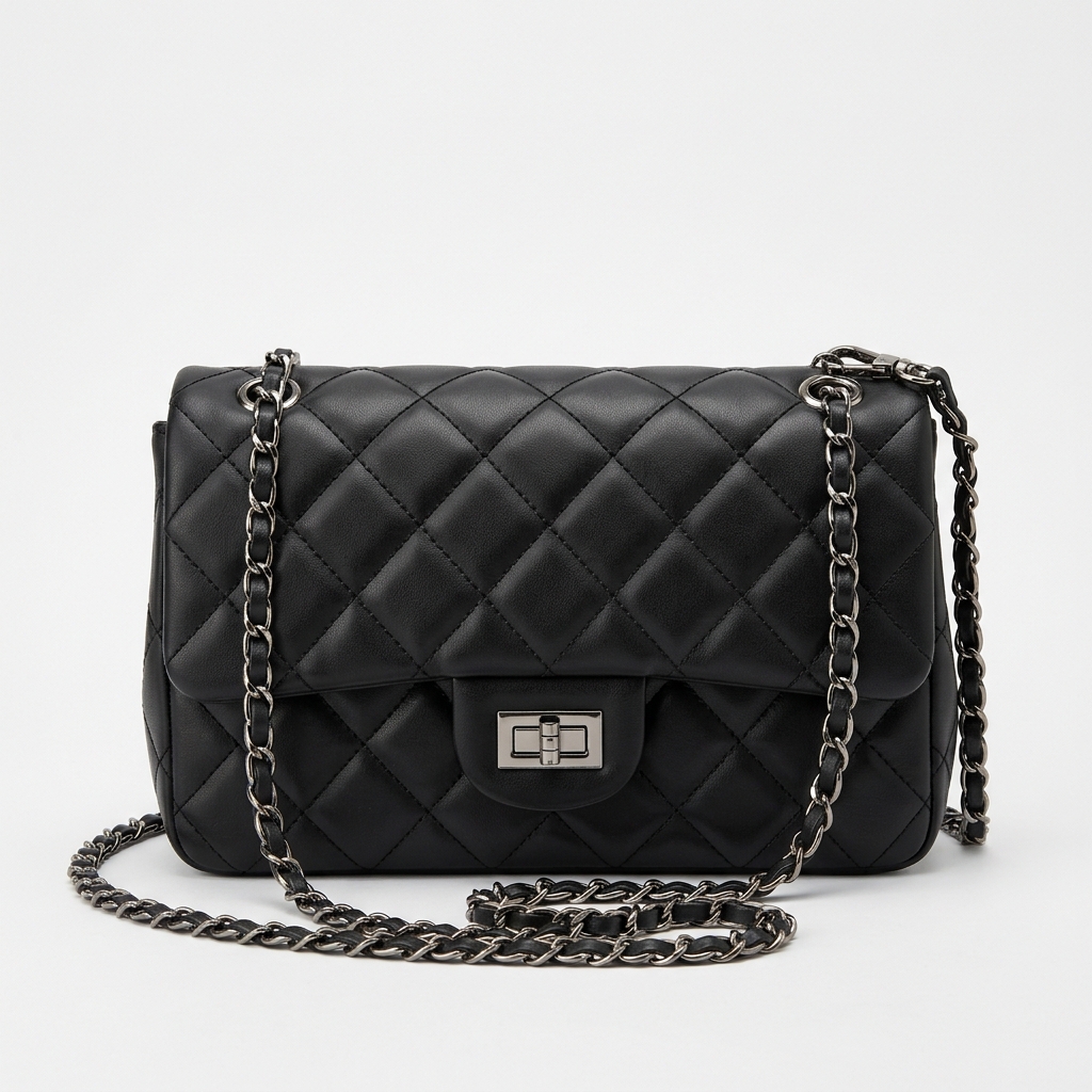 Elegant Quilted PU Leather Shoulder Handbag for Women – Gold Chain Strap
