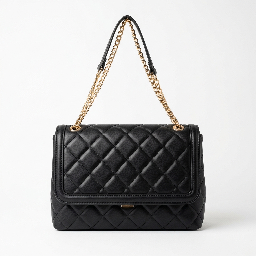 Elegant Quilted PU Leather Shoulder Handbag for Women – Gold Chain Strap - Image 2