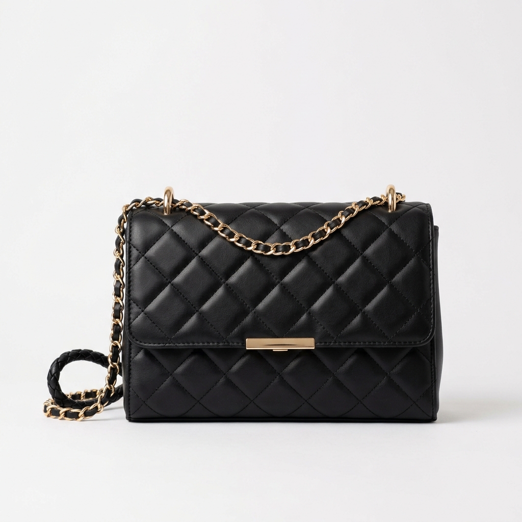 Elegant Quilted PU Leather Shoulder Handbag for Women – Gold Chain Strap - Image 4